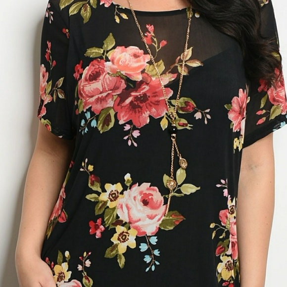 💎LAST 1X BLACK FLORAL PLUS SIZE DRESS 💎 - Picture 3 of 5